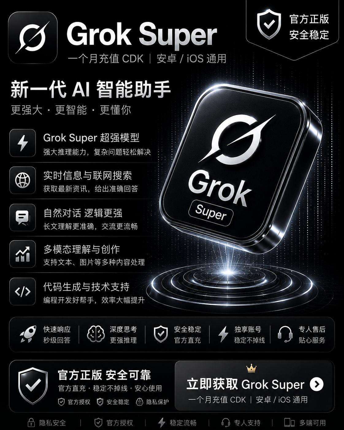 Grok Ultra 200$ 月卡【新版多合一】【自有账号充值】【质保30天】